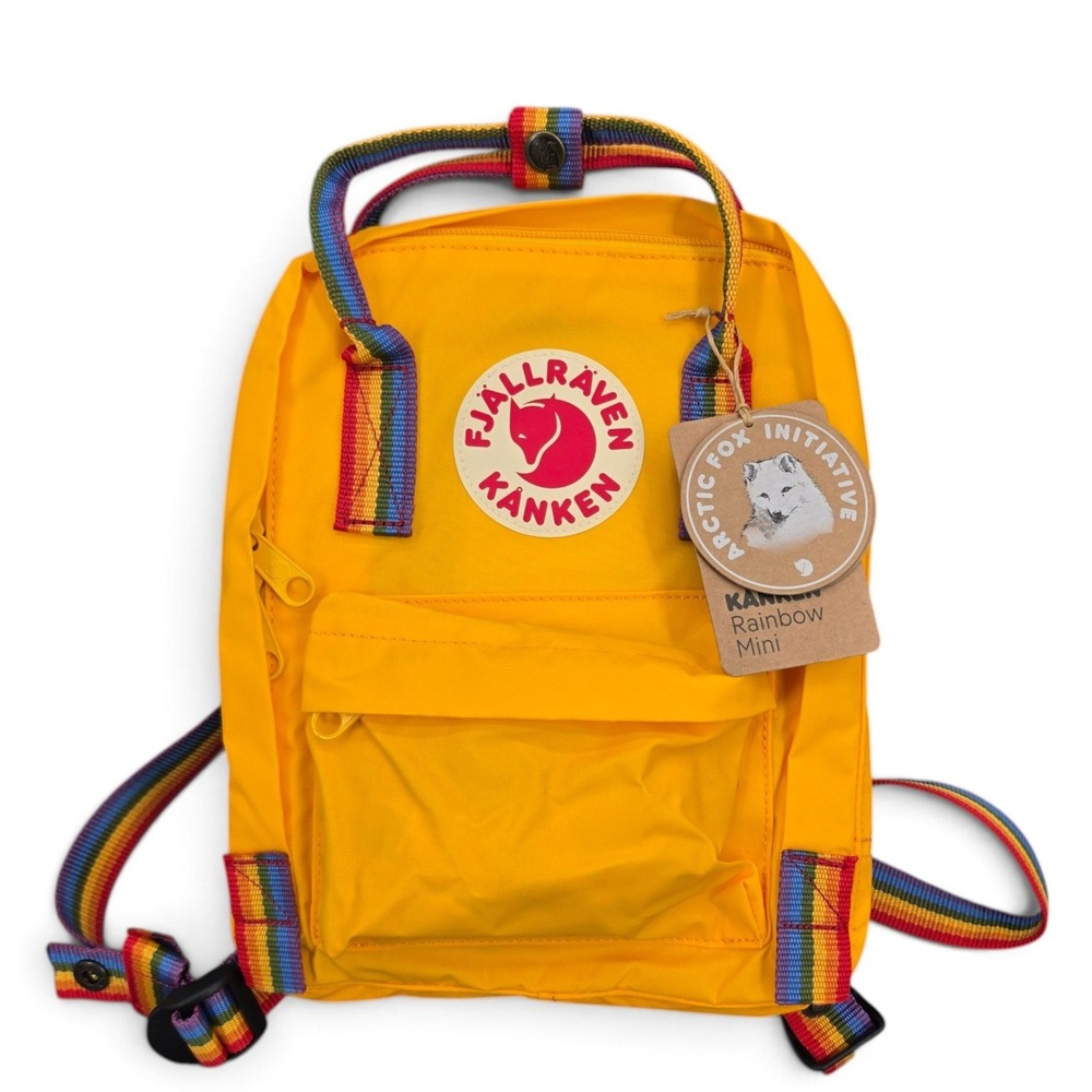 Fjallraven Kanken Rainbow Mini Backpack Warm Yellow Style 23621 NWT